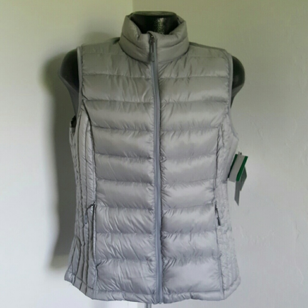 32 Heat Weatherproof gray vest full zipper puffy women size XL New